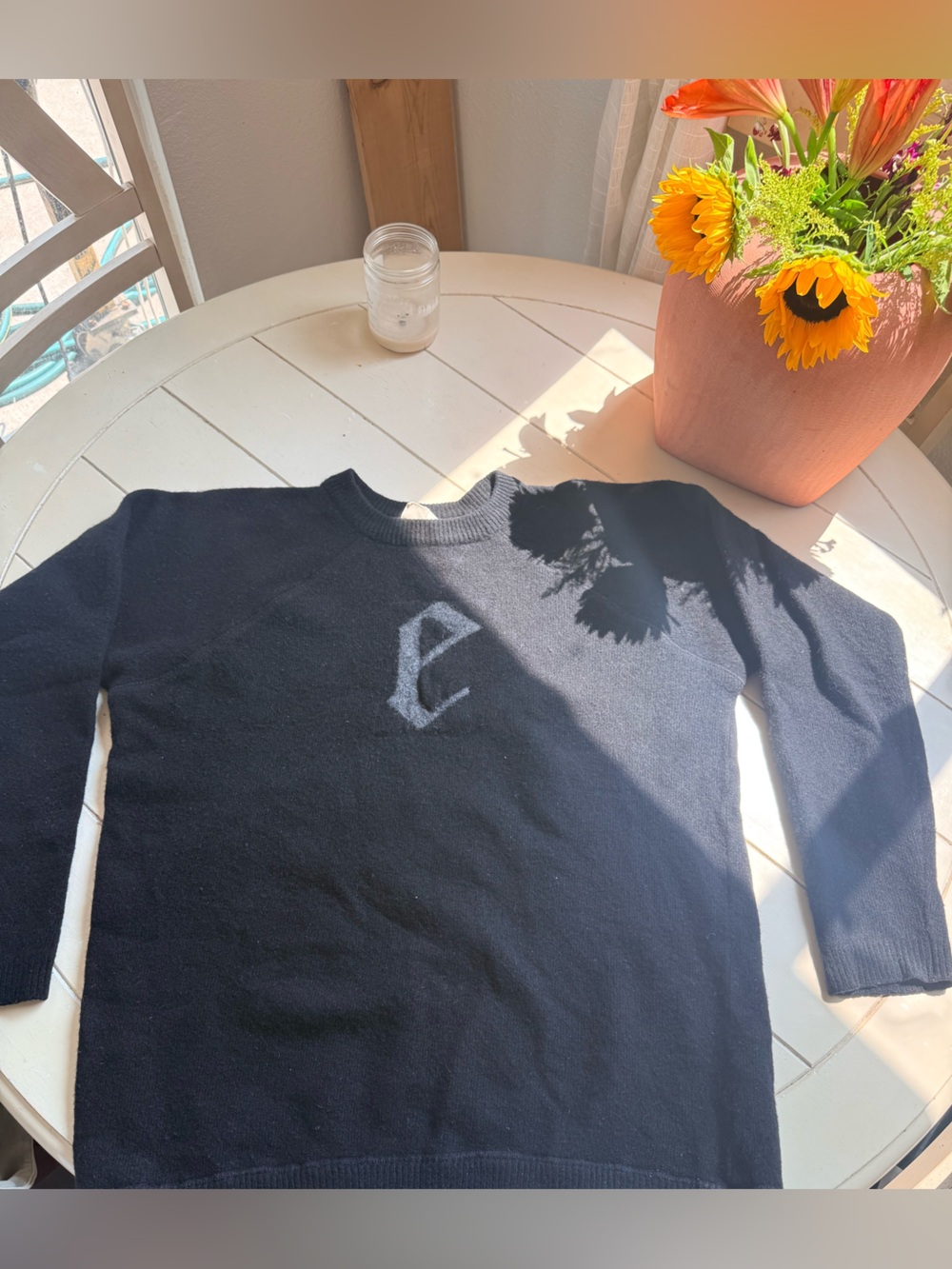 Elwood Black Crewneck Sweater with Center Monogram